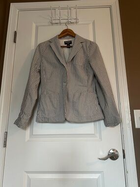 Polo by Ralph Lauren Navy and White Striped Cotton Blazer